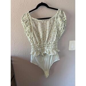 Free People Intimately Sheer High Neck Open Back Bodysuit size XL